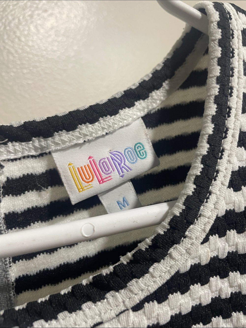 LuLaRoe Black and White Striped Fit-and-Flare Dress - Picture 2 of 4